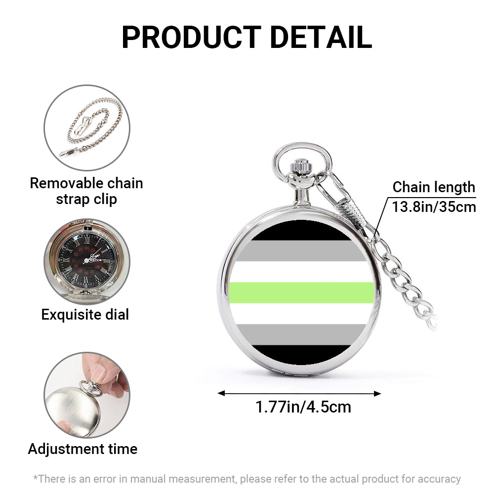 Agender Pride Flag Round Pocket Watch