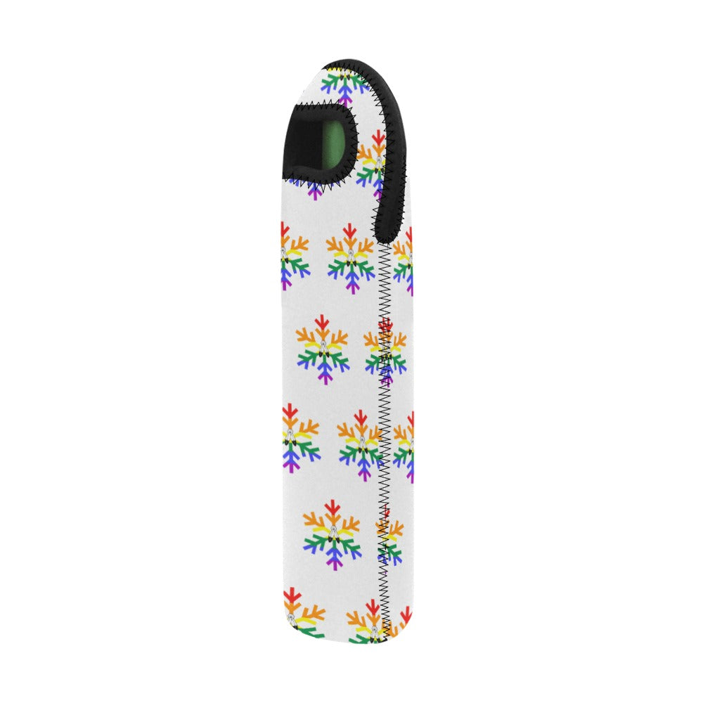 Two-Spirit Pride Flag Snowflake Neoprene Wine Bag