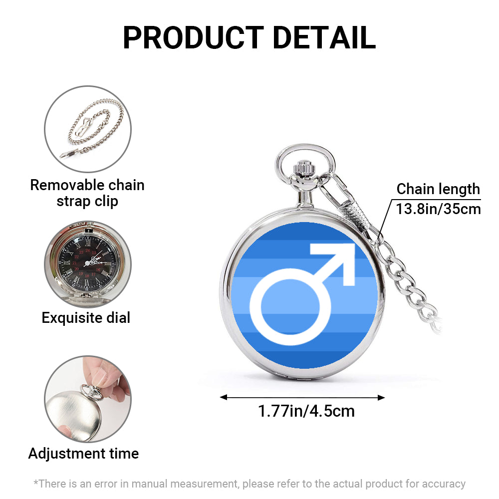 Male (cis) Pride Flag Round Pocket Watch