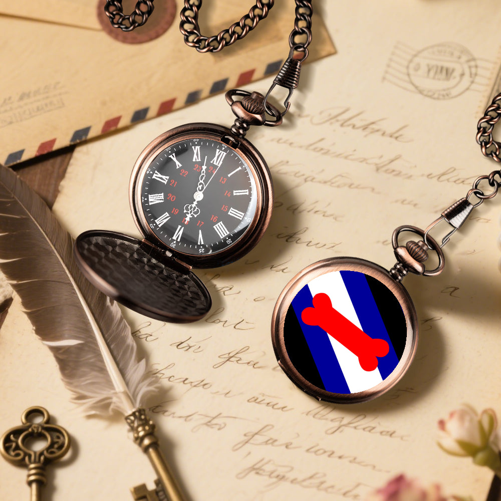 Pup Play Fetish Pride Flag Round Pocket Watch