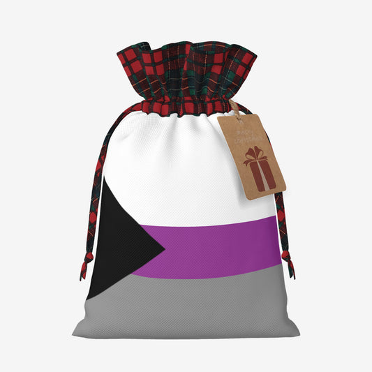 Demisexual Pride Flag Plaid Linen Drawstring Gift Bag - Multiple Sizes