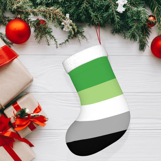 Aromantic Pride Flag Holiday Stocking 11" x 17.7"