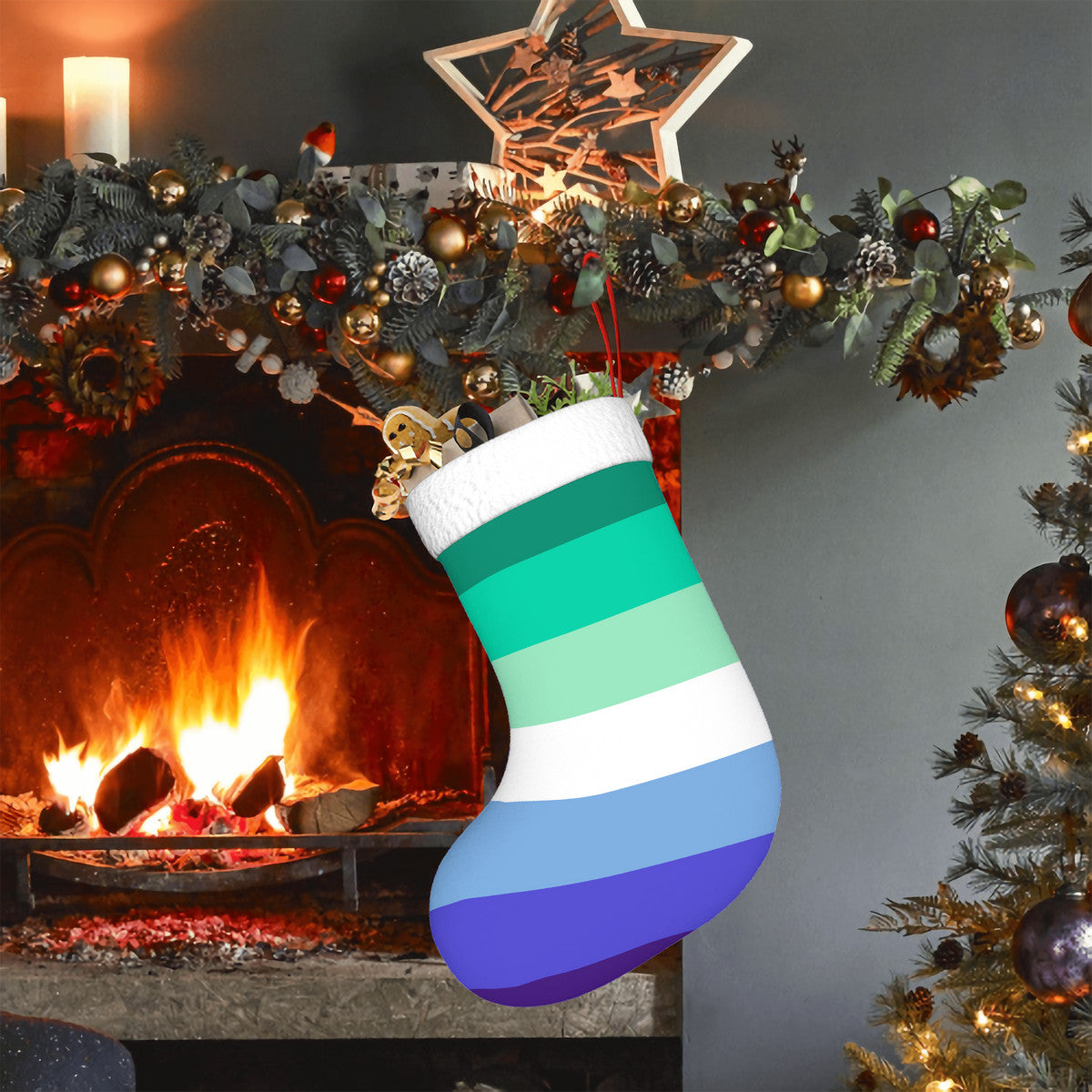 MLM Pride Flag Holiday Stocking 11" x 17.7"