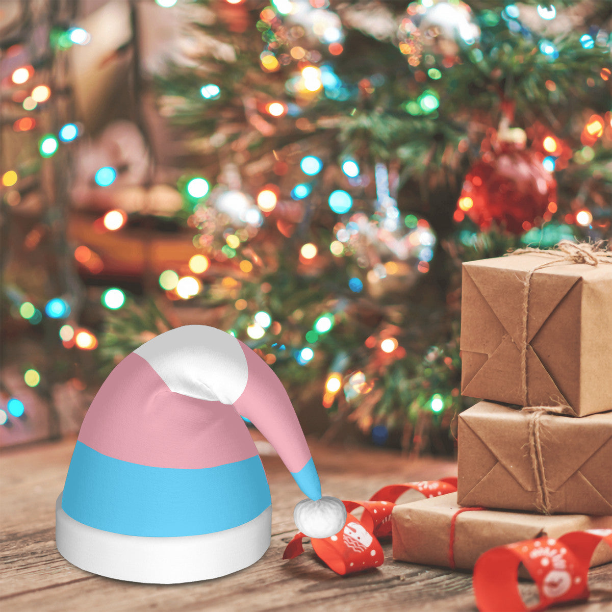Transgender Pride Flag Adult Glowing Plush Holiday Hat