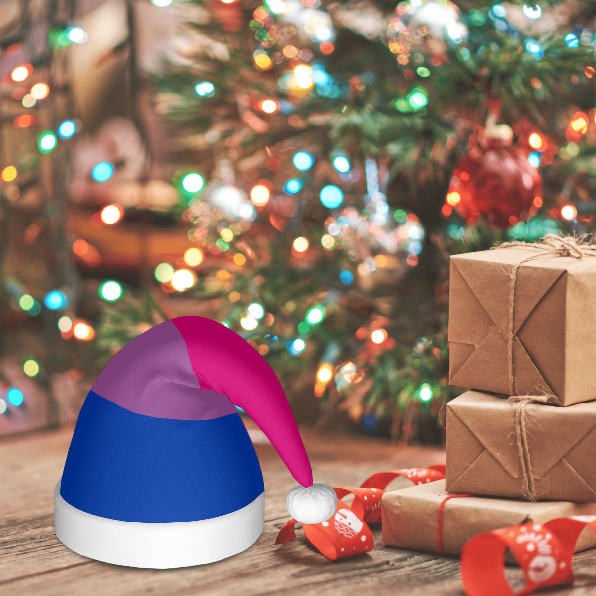 Bisexual Pride Flag Adult Glowing Plush Holiday Hat