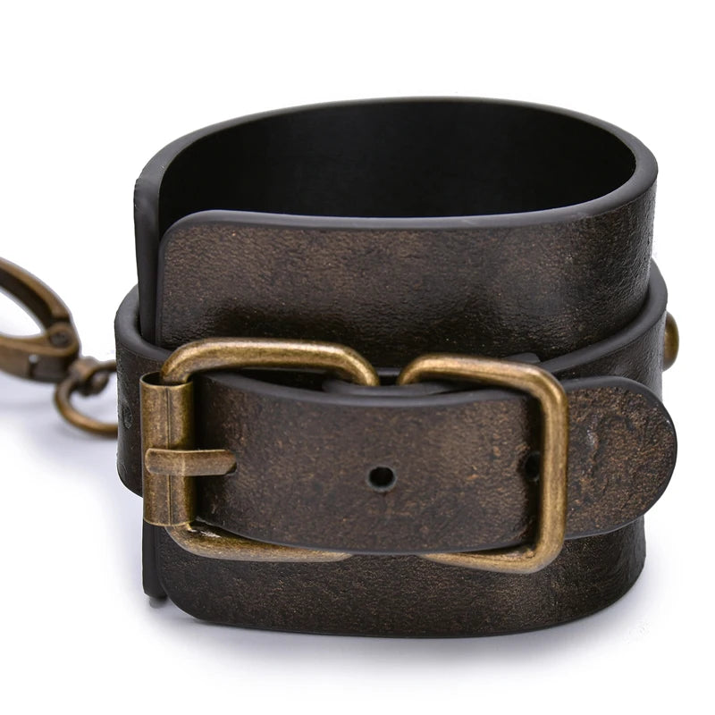 Brown Vintage Genuine Leather Handcuffs