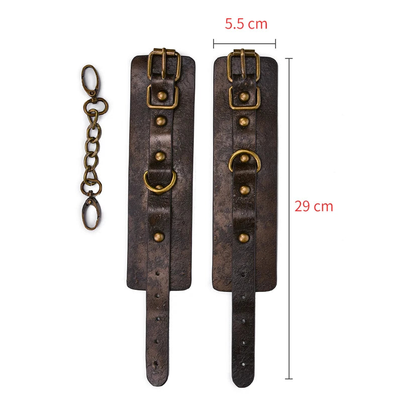 Brown Vintage Genuine Leather Handcuffs