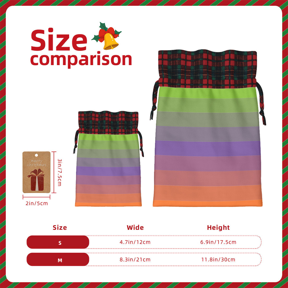 Aliagender Pride Flag Plaid Linen Drawstring Gift Bag - Multiple Sizes