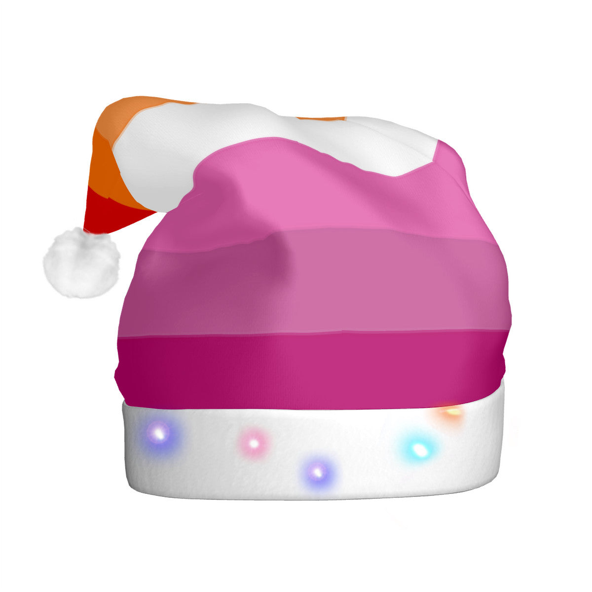Lesbian Pride Flag Adult Glowing Plush Holiday Hat
