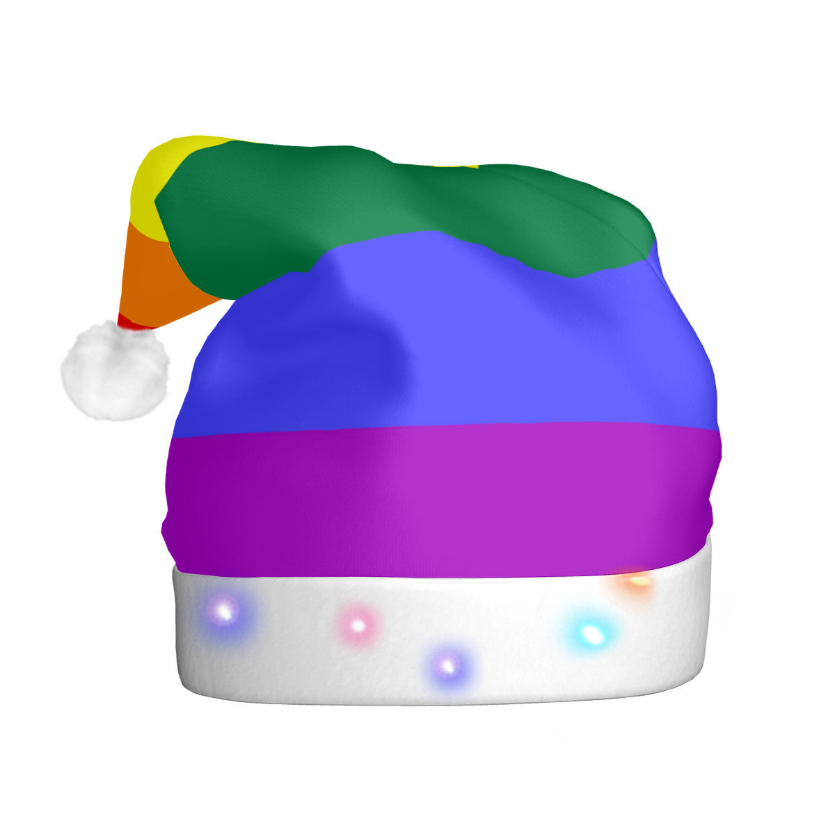 Rainbow Pride Flag Adult Glowing Plush Christmas Hat