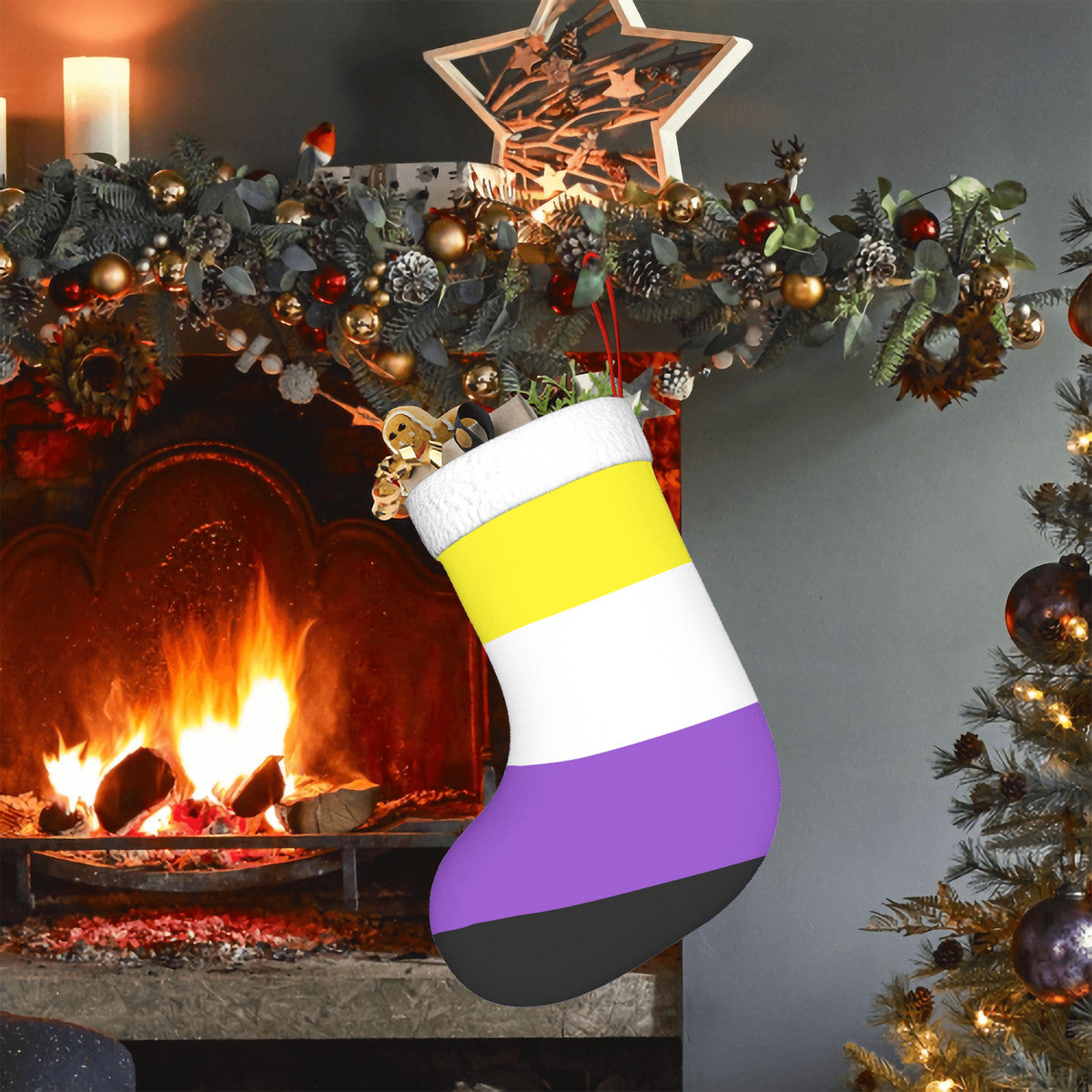 Non-Binary Pride Flag Holiday Stocking 11" x 17.7"
