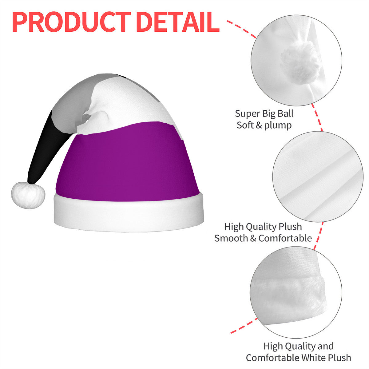 Asexual Pride Flag Adult Glowing Plush Holiday Hat
