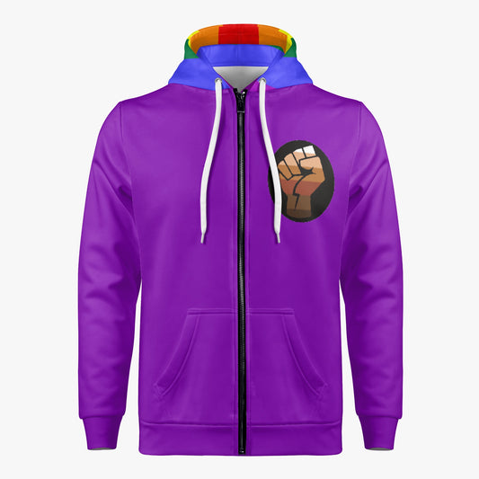 QPOC Pride Flag Full Zip Up Hoodie - Traditional Feminine Cut