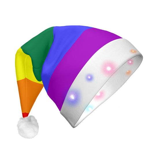 Rainbow Pride Flag Adult Glowing Plush Christmas Hat