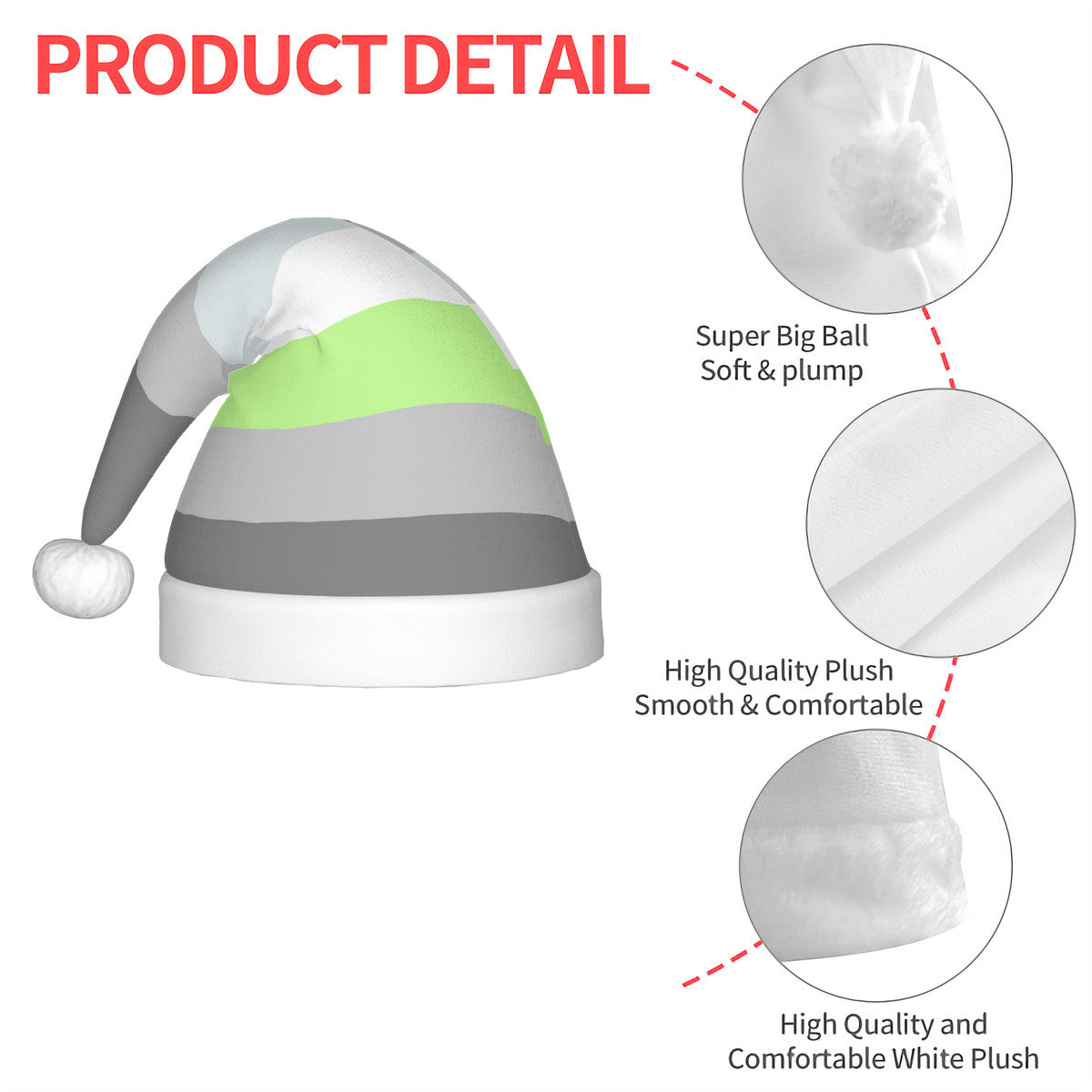 Demiagender Pride Flag Adult Glowing Plush Holiday Hat