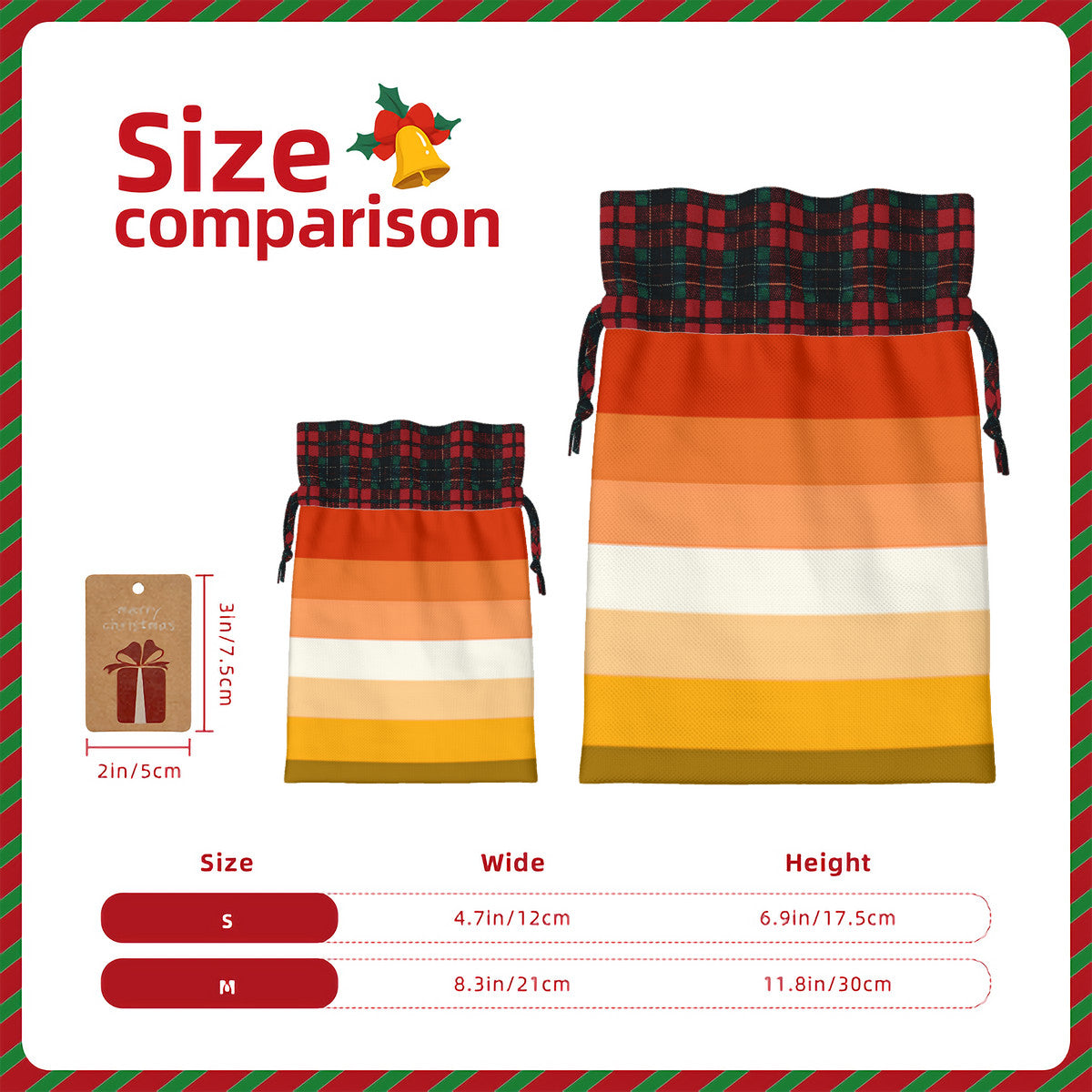 Butch Pride Flag Plaid (Mod Q) Linen Drawstring Gift Bag - Multiple Sizes