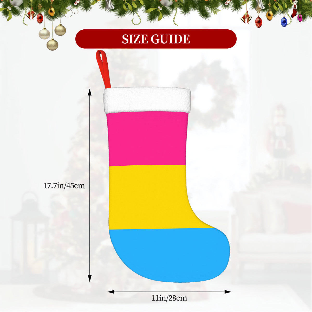 Pansexual Pride Flag Holiday Stocking 11" x 17.7"
