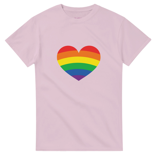 Rainbow Heart T Shirt Light Pink