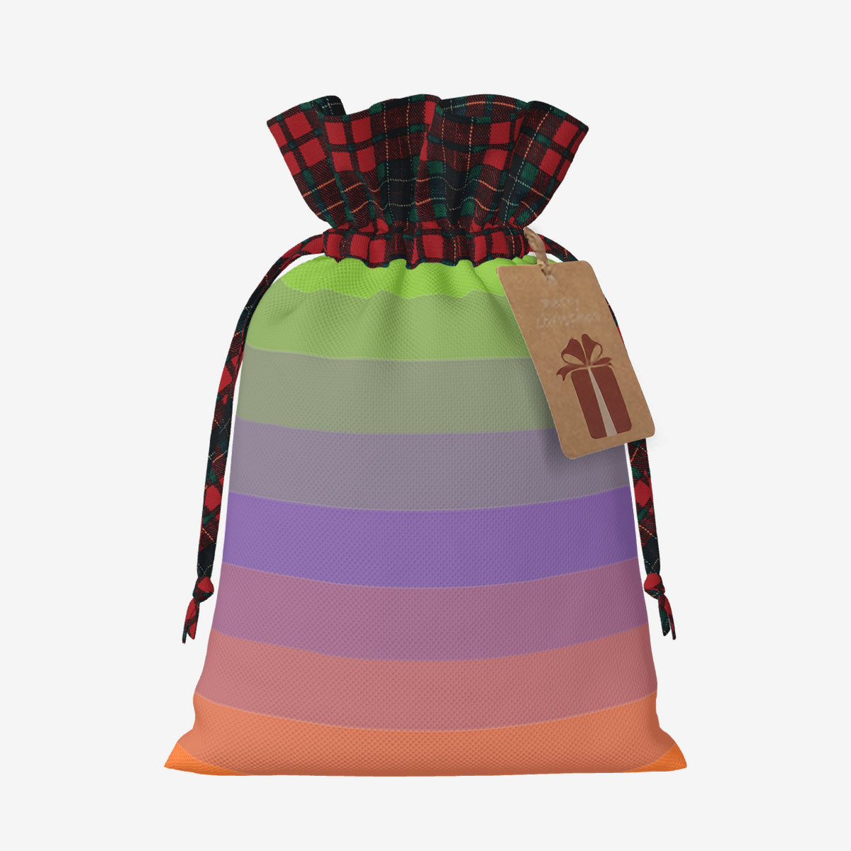 Aliagender Pride Flag Plaid Linen Drawstring Gift Bag - Multiple Sizes