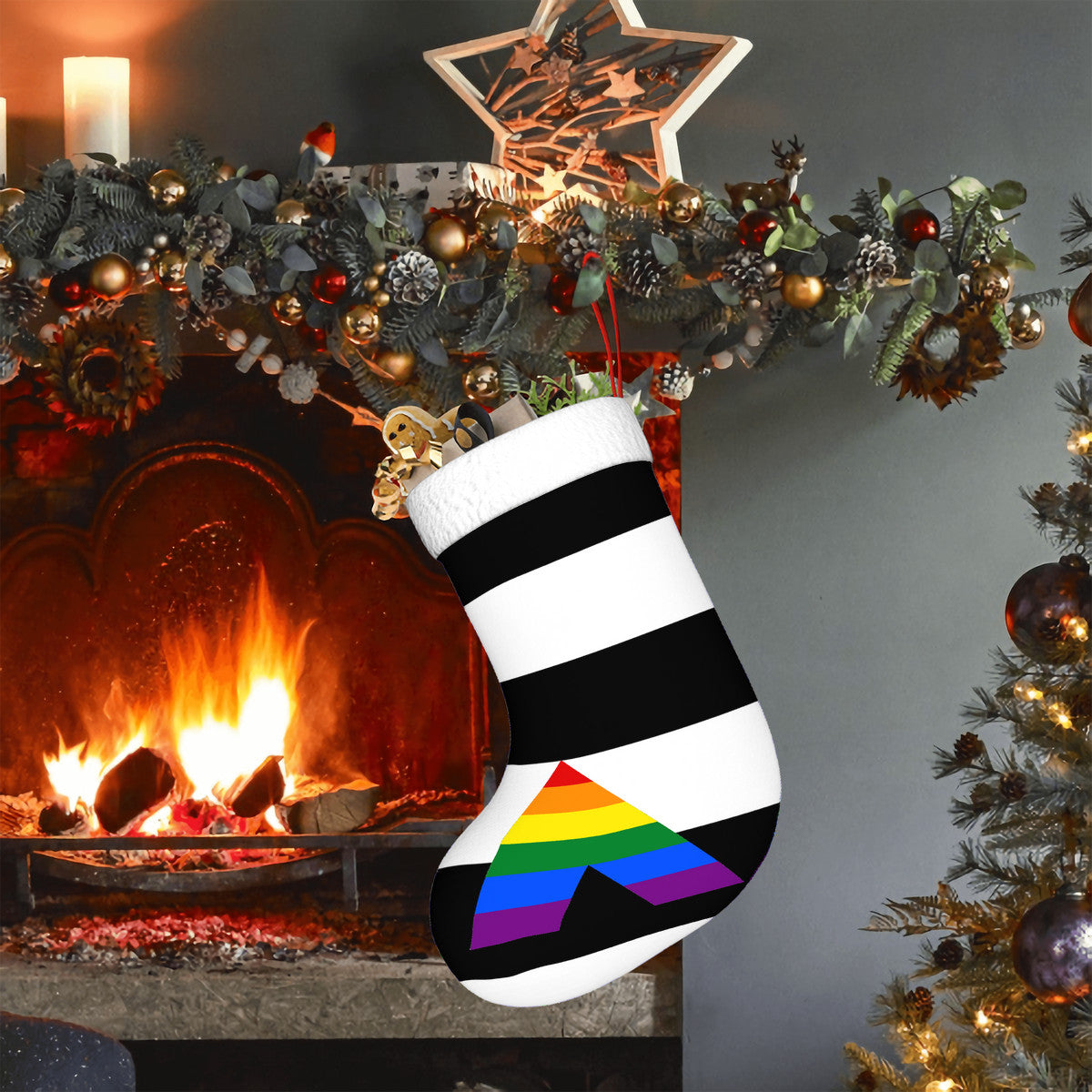 Straight Ally Pride Flag Holiday Stocking 11" x 17.7"