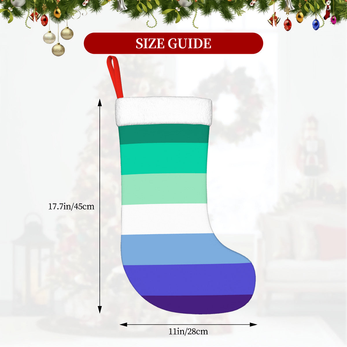 MLM Pride Flag Holiday Stocking 11" x 17.7"