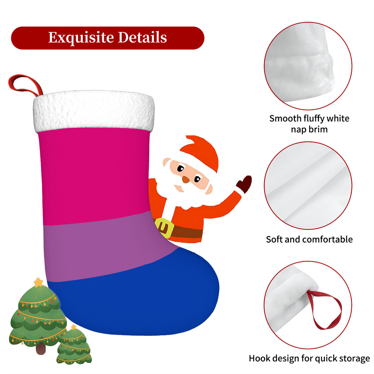 Bisexual Pride Flag Holiday Stocking 11" x 17.7"