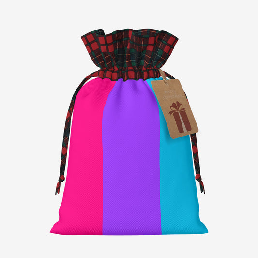 Androgyne Pride Flag Plaid Linen Drawstring Gift Bag - Multiple Sizes