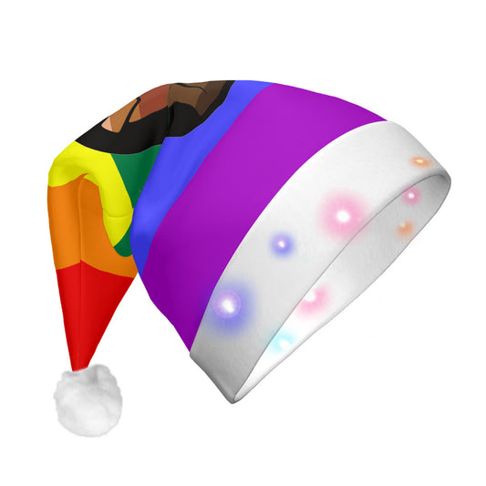QPOC Pride Flag Adult Glowing Plush Holiday Hat