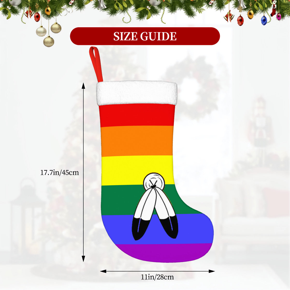 Two-Spirit Pride Flag Holiday Stocking 11" x 17.7"