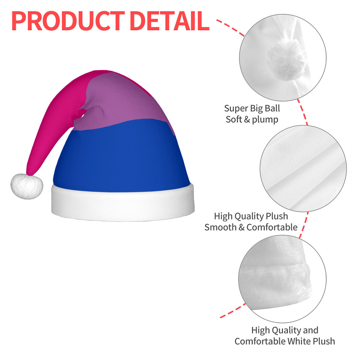 Bisexual Pride Flag Adult Glowing Plush Holiday Hat