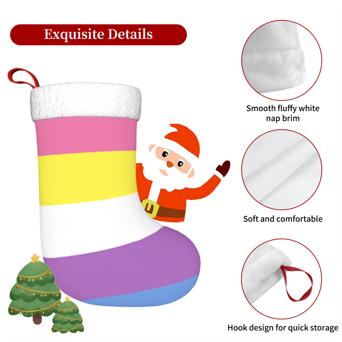 Bigender Pride Flag Holiday Stocking 11" x 17.7"