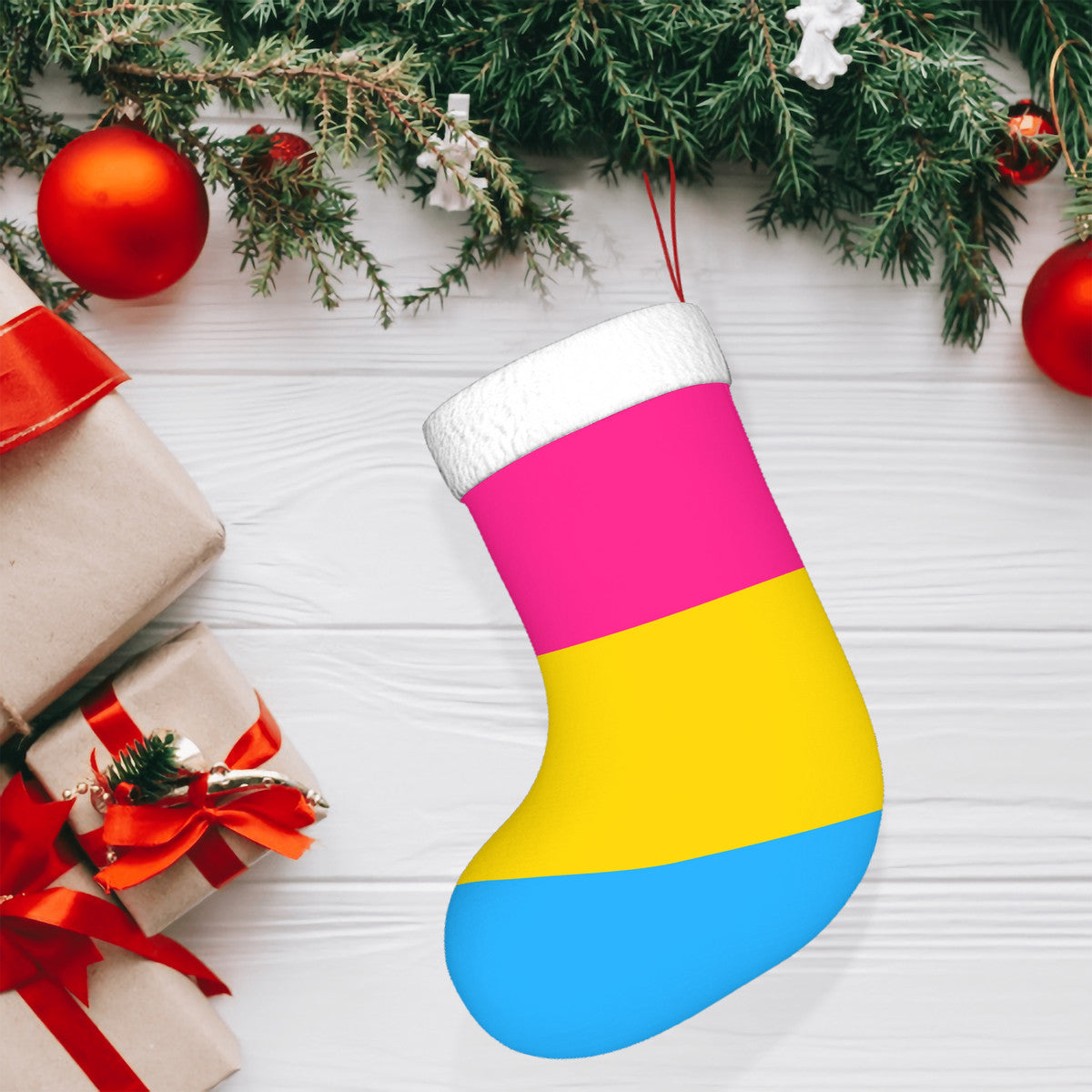 Pansexual Pride Flag Holiday Stocking 11" x 17.7"