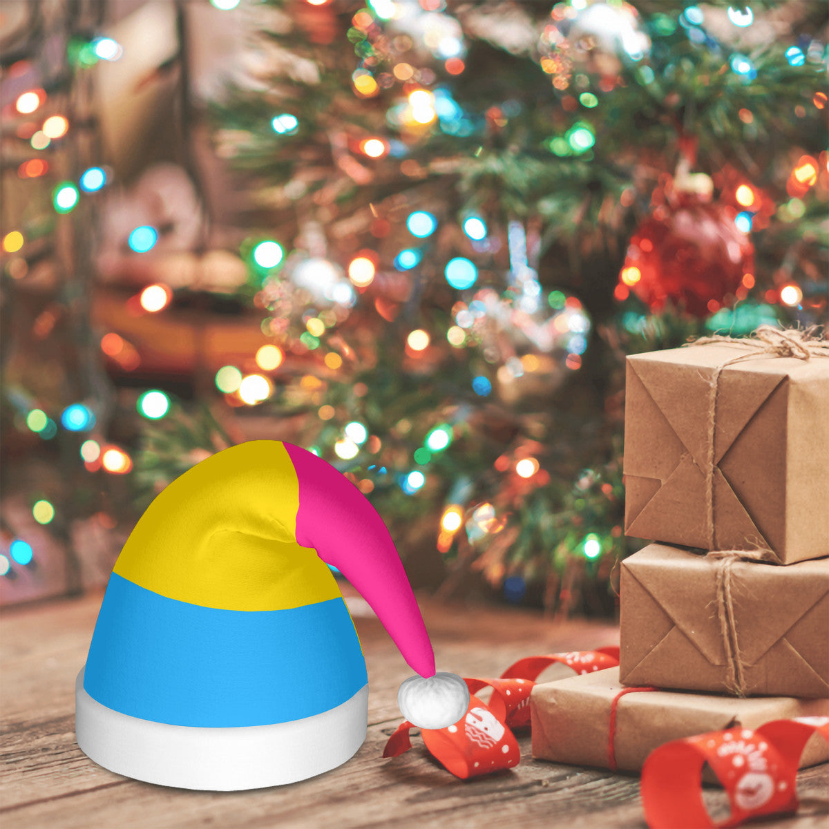 Pansexual Pride Flag Adult Glowing Plush Holiday Hat