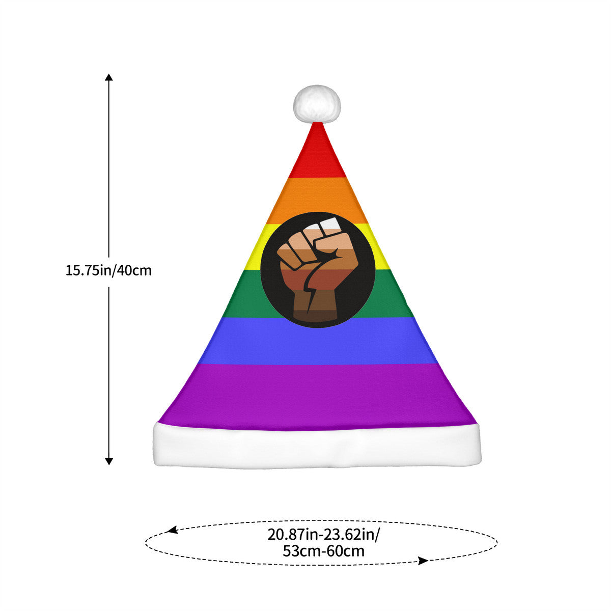 QPOC Pride Flag Adult Plush Holiday Hat
