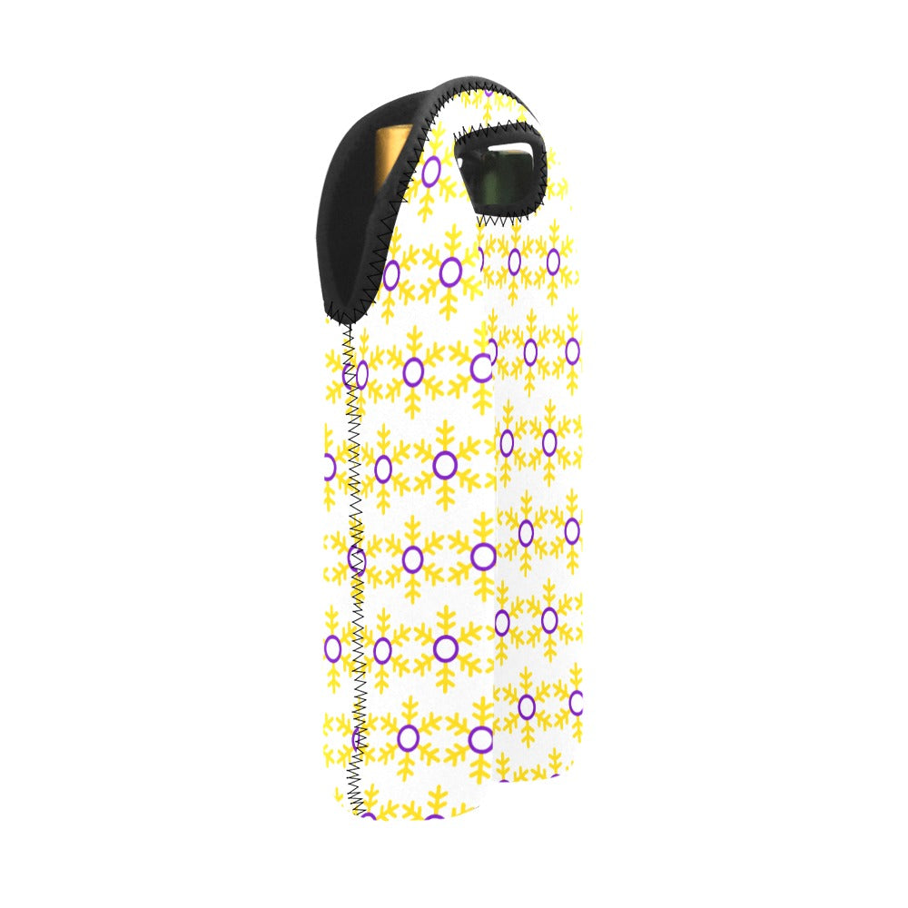 Intersex Pride Flag Snowflake 2-Bottle Neoprene Wine Bag