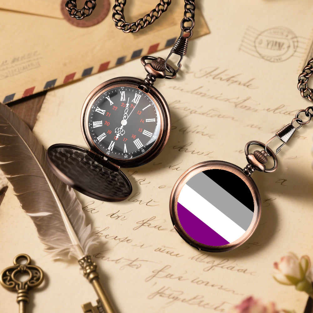 Asexual Pride Flag Round Pocket Watch