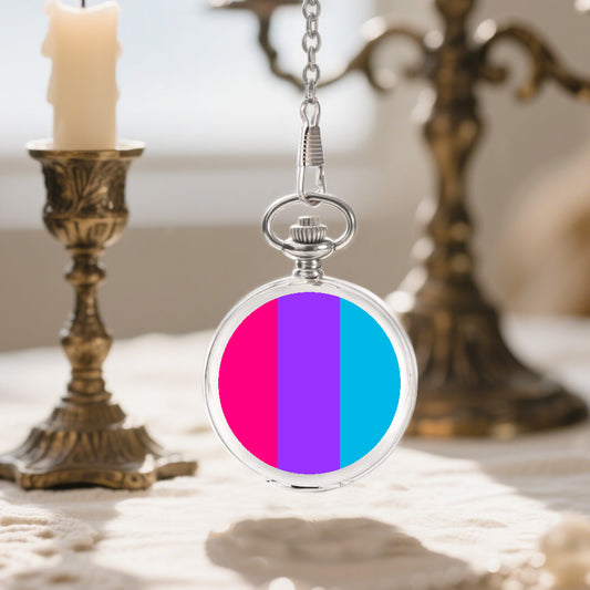 Androgyne Pride Flag Round Pocket Watch