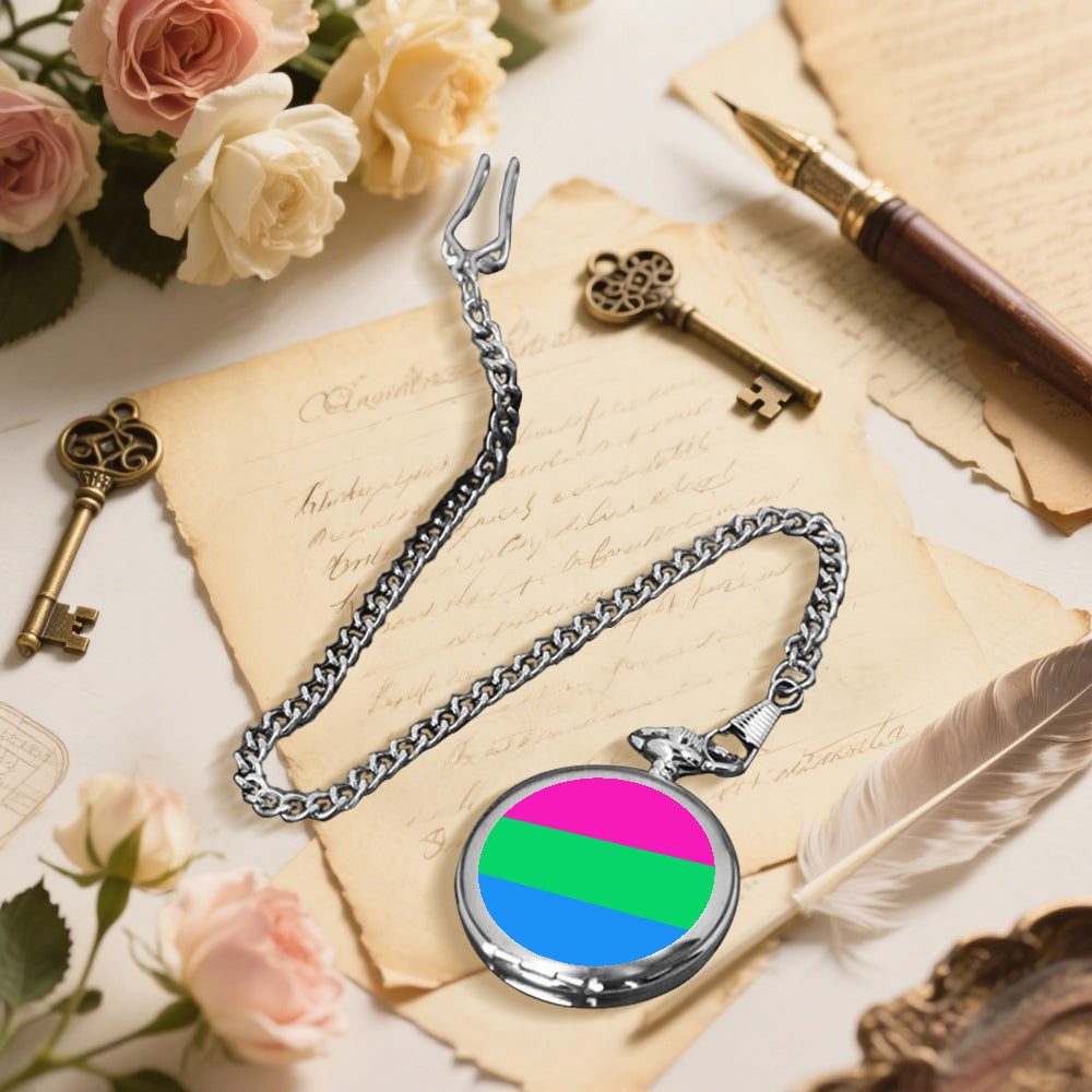 Polysexual Pride Flag Round Pocket Watch