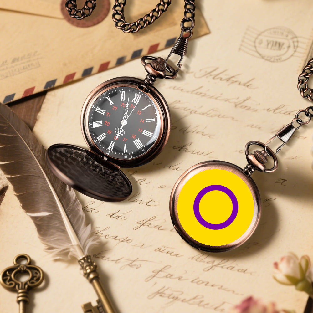 Intersex Pride Flag Round Pocket Watch