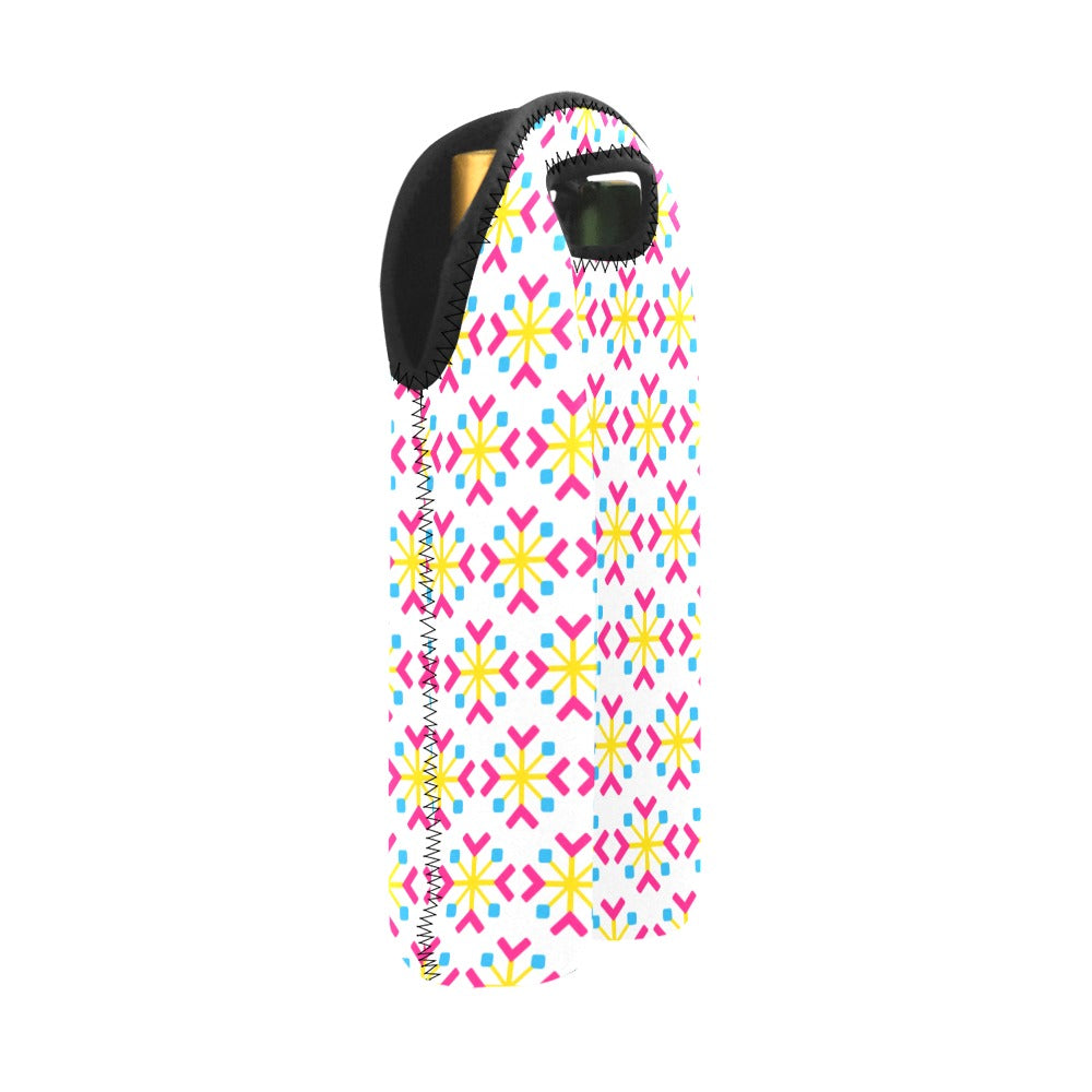 Pansexual Pride Flag Snowflake 2-Bottle Neoprene Wine Bag