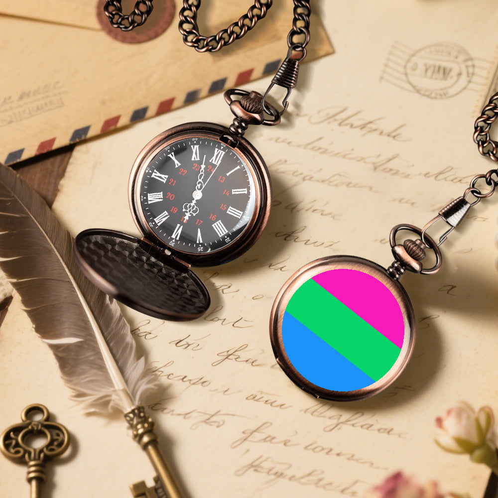 Polysexual Pride Flag Round Pocket Watch