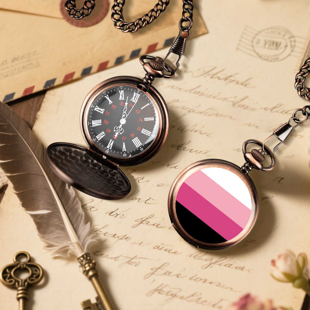 Transfeminine Pride Flag Round Pocket Watch