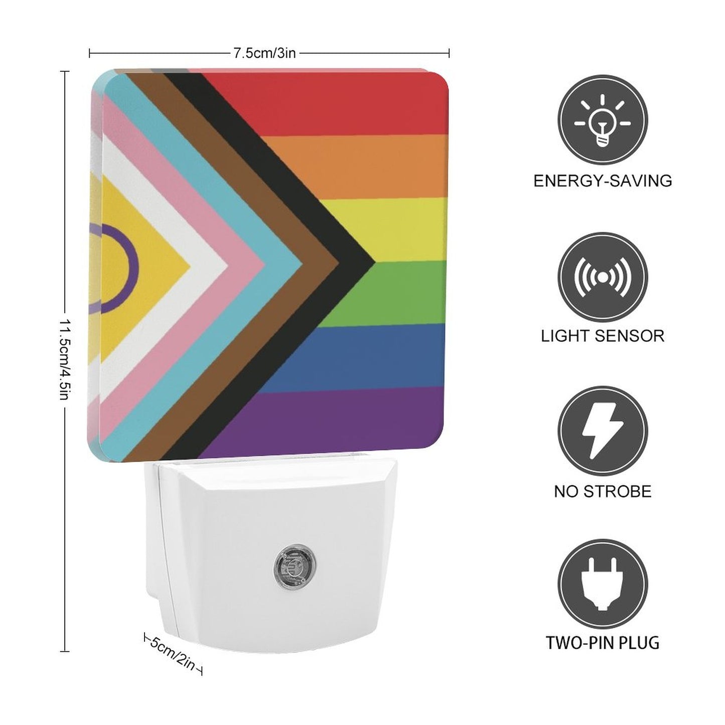 Inclusive Progress Pride Flag Night Light - Multiple Sizes