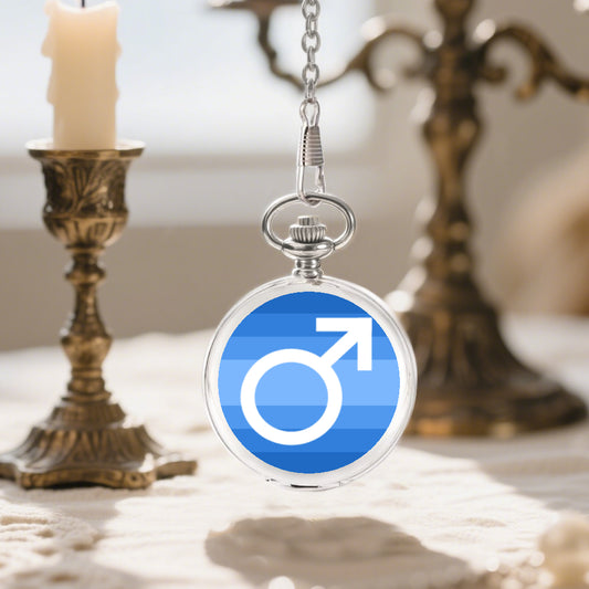 Male (cis) Pride Flag Round Pocket Watch