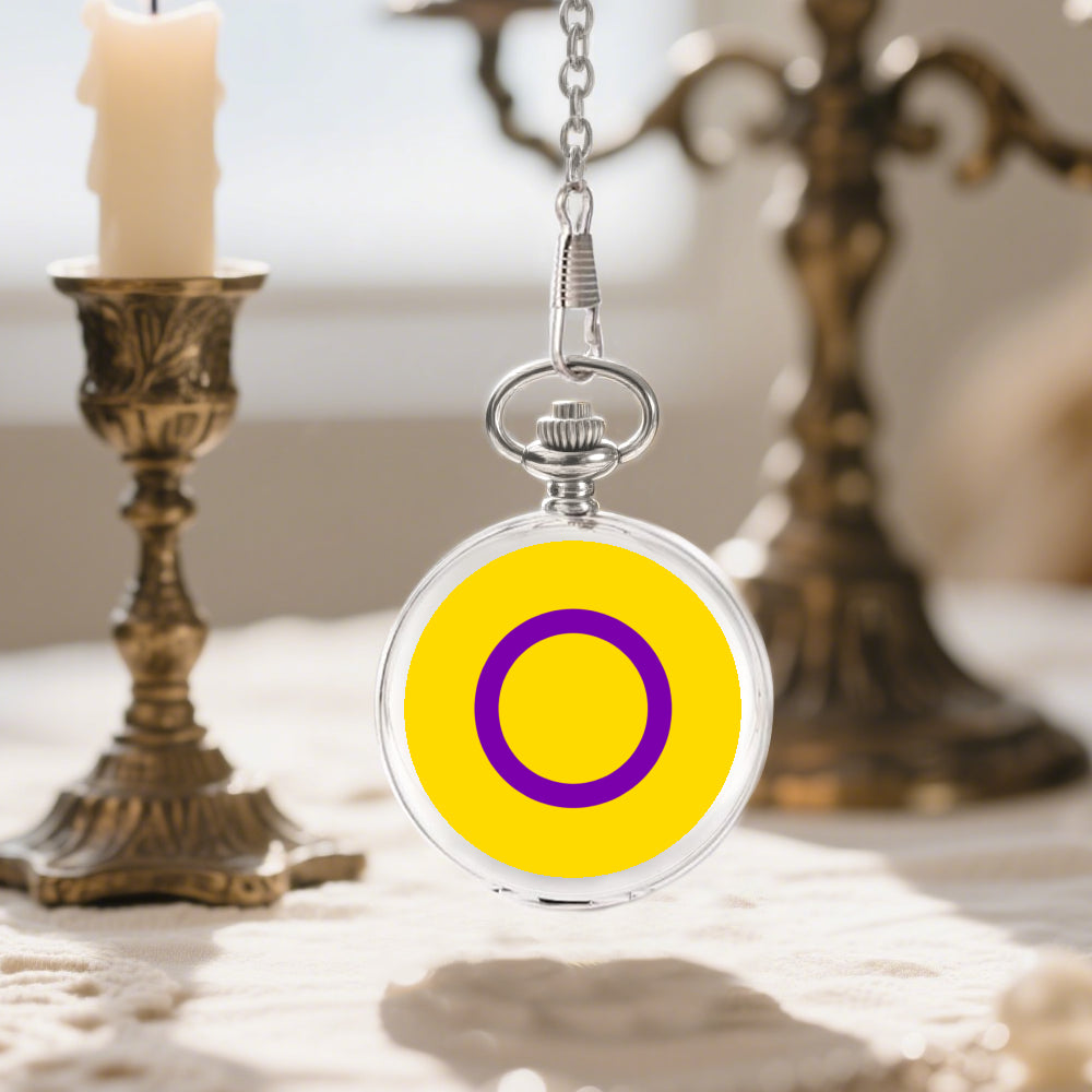 Intersex Pride Flag Round Pocket Watch
