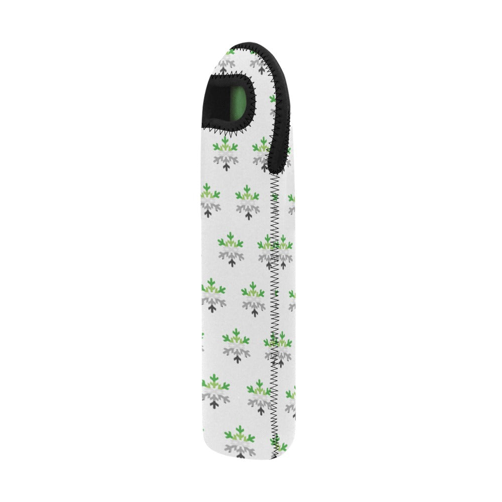 Aromantic Pride Flag Snowflake Neoprene Wine Bag