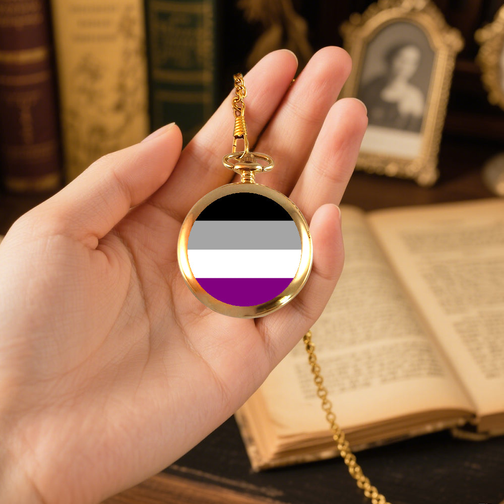 Asexual Pride Flag Round Pocket Watch