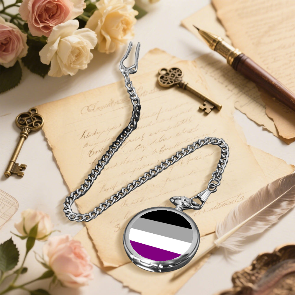 Asexual Pride Flag Round Pocket Watch