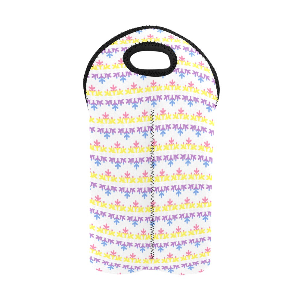 Bigender Pride Flag Snowflake 2-Bottle Neoprene Wine Bag