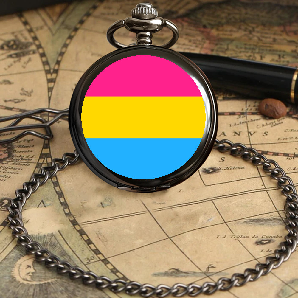 Pansexual Pride Flag Round Pocket Watch